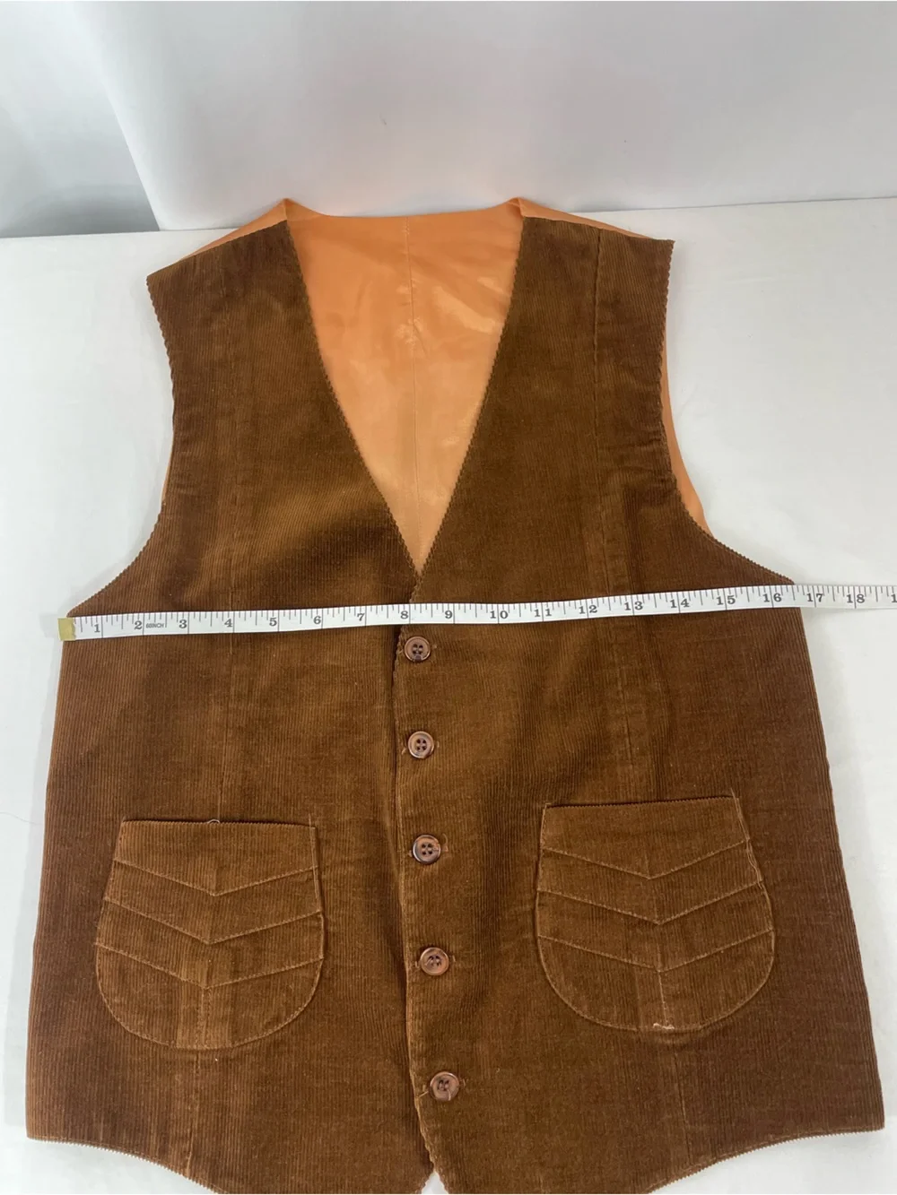 Vintage 70s Brown Corduroy 3 Piece Suit Set Bell Bottom Western Disco 40R 33